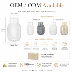 Wholesale Textured Glass Vase – Ribbed & Hammered Vase OEM/ODM - view 8