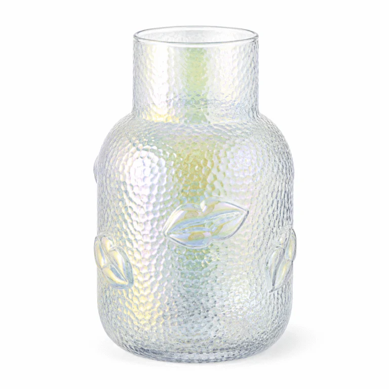 Wholesale Textured Glass Vase with 3D Lip Accents - view 1
