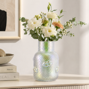 Wholesale Textured Glass Vase with 3D Lip Accents - view 2