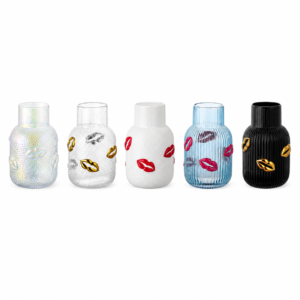 Wholesale Textured Glass Vase with 3D Lip Accents - view 3