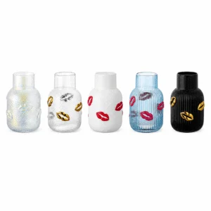 Wholesale Textured Glass Vase with 3D Lip Accents - view 3