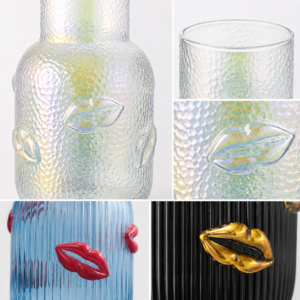 Wholesale Textured Glass Vase with 3D Lip Accents - view 5