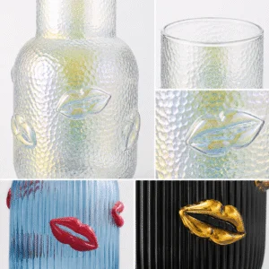 Wholesale Textured Glass Vase with 3D Lip Accents - view 5