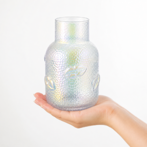 Wholesale Textured Glass Vase with 3D Lip Accents - view 6