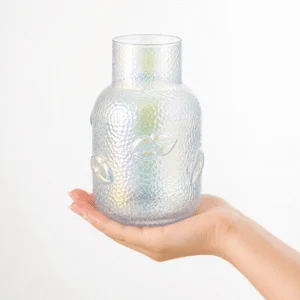 Wholesale Textured Glass Vase with 3D Lip Accents - view 6