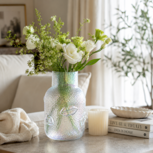 Wholesale Textured Glass Vase with 3D Lip Accents - view 8