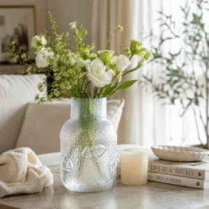 Wholesale Textured Glass Vase with 3D Lip Accents - view 8