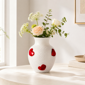 Wholesale Textured Glass Vase with 3D Heart Accents - view 2