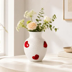 Wholesale Textured Glass Vase with 3D Heart Accents - view 2