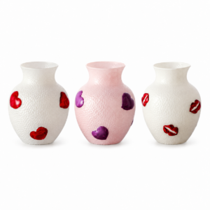 Wholesale Textured Glass Vase with 3D Heart Accents - view 3