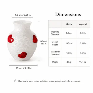 Wholesale Textured Glass Vase with 3D Heart Accents - view 4