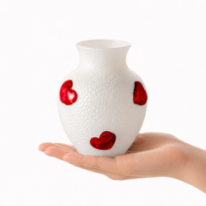 Wholesale Textured Glass Vase with 3D Heart Accents - view 6