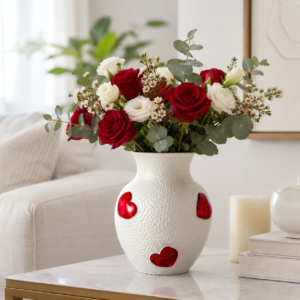 Wholesale Textured Glass Vase with 3D Heart Accents - view 7