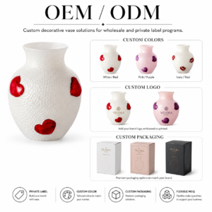 Wholesale Textured Glass Vase with 3D Heart Accents - view 8