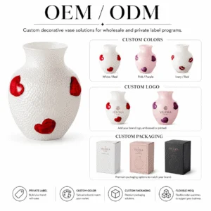 Wholesale Textured Glass Vase with 3D Heart Accents - view 8