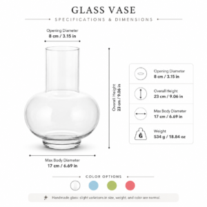 Wholesale Long-Neck Round Glass Vase – Custom Colors - view 4