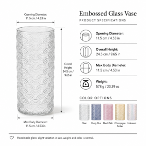Wholesale Embossed Cylinder Glass Vase - view 4