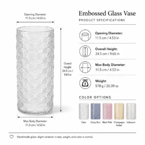Wholesale Embossed Cylinder Glass Vase - view 4