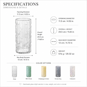 Wholesale Textured Cylinder Glass Vase - view 4