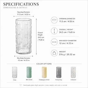 Wholesale Textured Cylinder Glass Vase - view 4