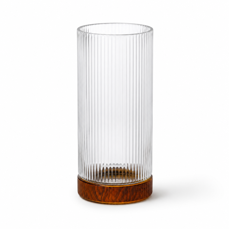 Wholesale Fluted Cylinder Glass Vase – Amber Base - view 1