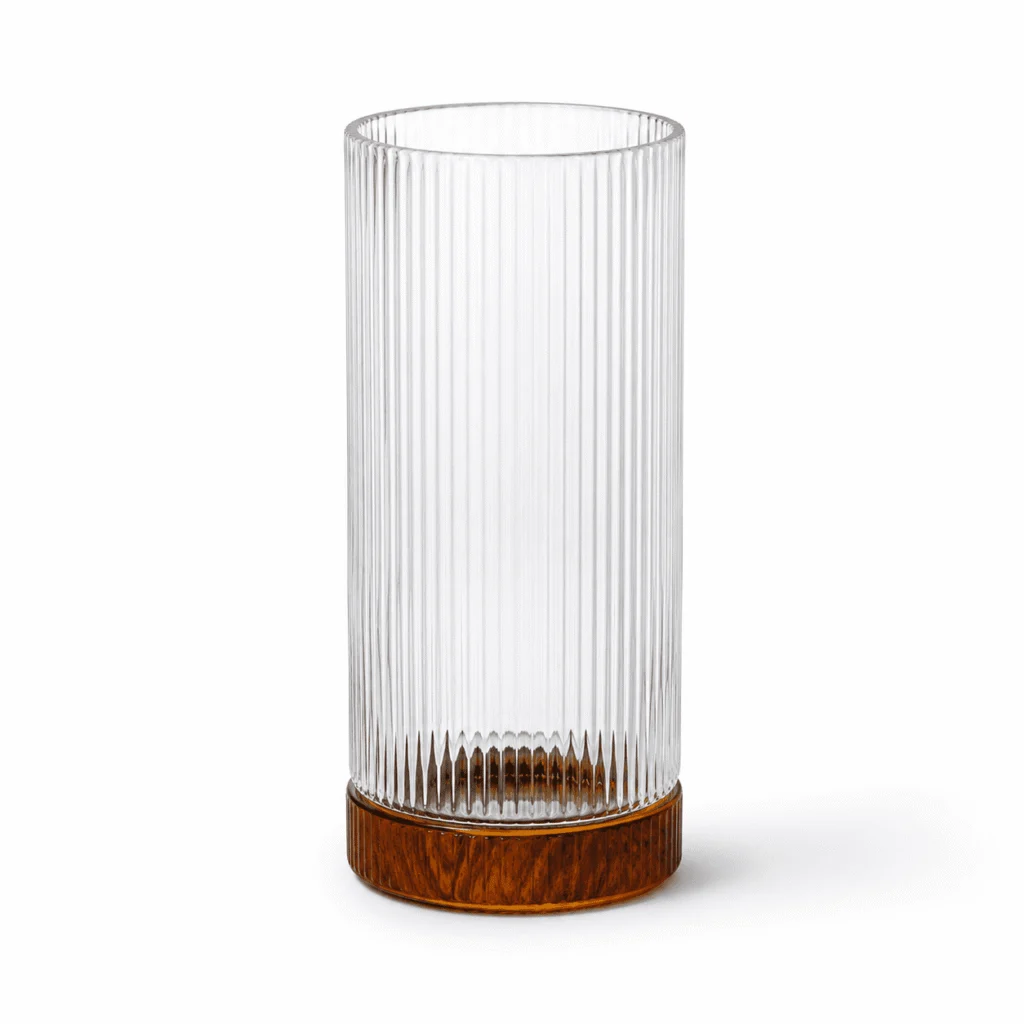 Wholesale Fluted Cylinder Glass Vase – Amber Base - view 1