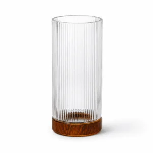 Wholesale Fluted Cylinder Glass Vase – Amber Base - view 1
