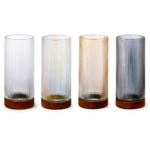 Wholesale Fluted Cylinder Glass Vase – Amber Base - view 3