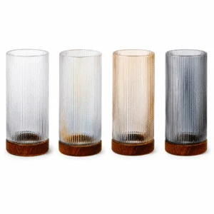 Wholesale Fluted Cylinder Glass Vase – Amber Base - view 3