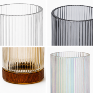 Wholesale Fluted Cylinder Glass Vase – Amber Base - view 5