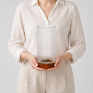 Wholesale Fluted Cylinder Glass Vase – Amber Base - view 6