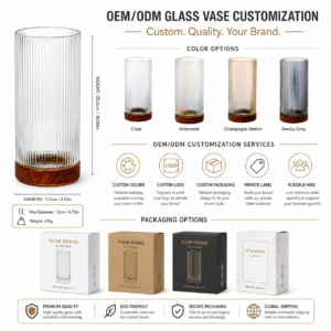 Wholesale Fluted Cylinder Glass Vase – Amber Base - view 8