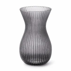 Wholesale Smoke Gray Ribbed Glass Vase - view 1