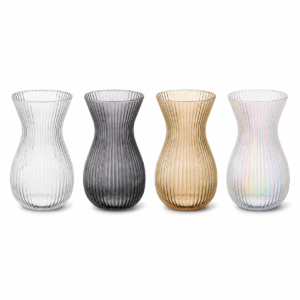 Wholesale Smoke Gray Ribbed Glass Vase - view 3