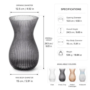 Wholesale Smoke Gray Ribbed Glass Vase - view 4