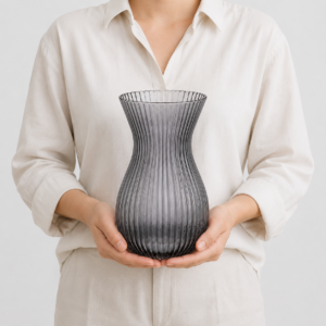 Wholesale Smoke Gray Ribbed Glass Vase - view 6