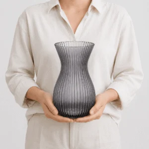 Wholesale Smoke Gray Ribbed Glass Vase - view 6