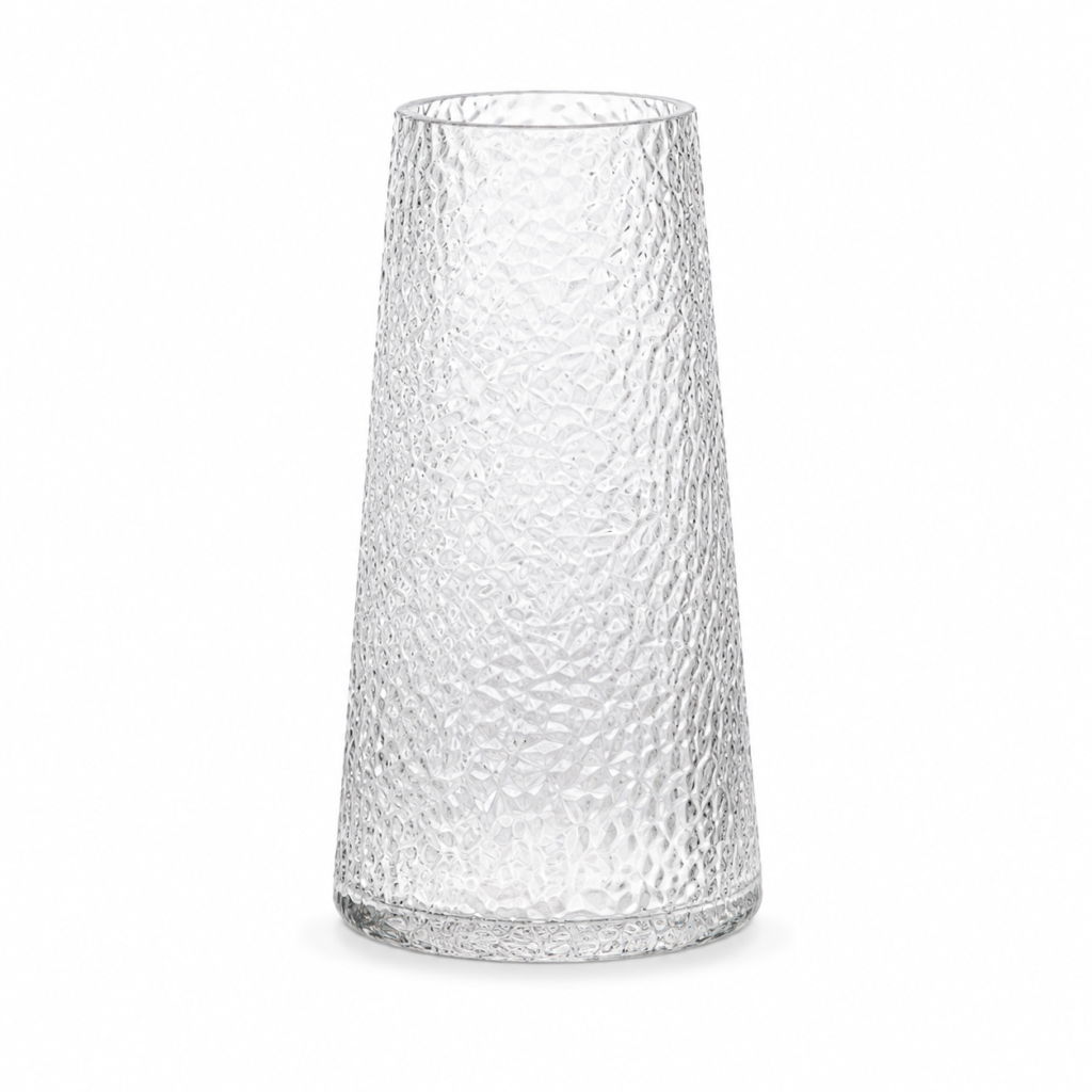 Wholesale Textured Tapered Glass Vase – Clear & Smoke Gray - view 1