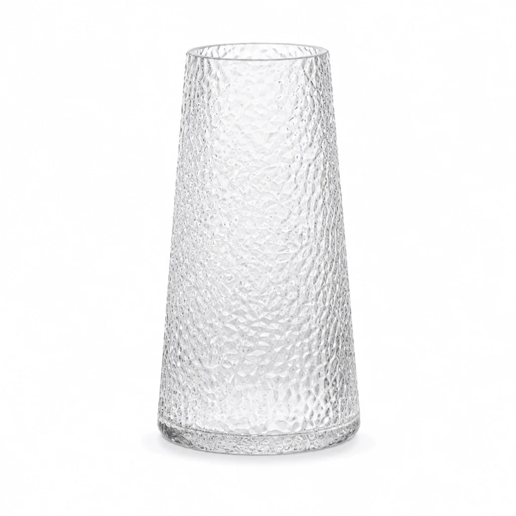 Wholesale Textured Tapered Glass Vase – Clear & Smoke Gray - view 1