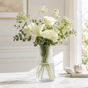 Wholesale Textured Tapered Glass Vase – Clear & Smoke Gray - view 2