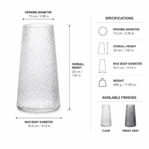 Wholesale Textured Tapered Glass Vase – Clear & Smoke Gray - view 4