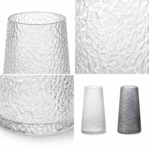Wholesale Textured Tapered Glass Vase – Clear & Smoke Gray - view 5