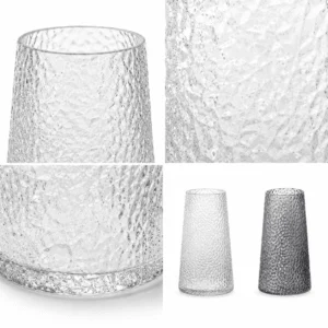Wholesale Textured Tapered Glass Vase – Clear & Smoke Gray - view 5