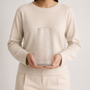 Wholesale Textured Tapered Glass Vase – Clear & Smoke Gray - view 6