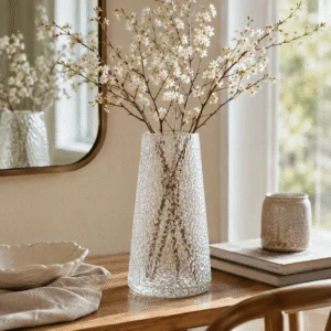 Wholesale Textured Tapered Glass Vase – Clear & Smoke Gray - view 7