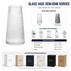 Wholesale Textured Tapered Glass Vase – Clear & Smoke Gray - view 8