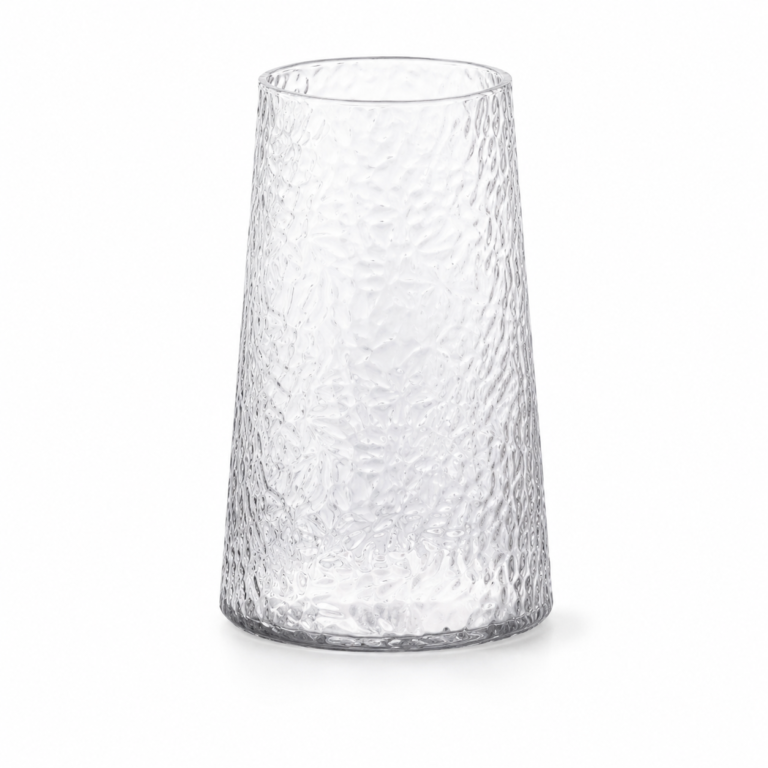 Wholesale Textured Tapered Glass Vase – Blue & Iridescent - view 1