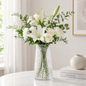 Wholesale Textured Tapered Glass Vase – Blue & Iridescent - view 2