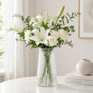Wholesale Textured Tapered Glass Vase – Blue & Iridescent - view 2