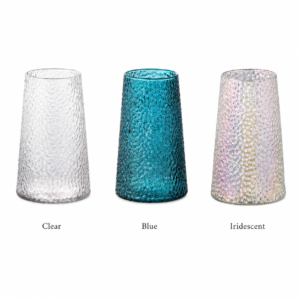 Wholesale Textured Tapered Glass Vase – Blue & Iridescent - view 3